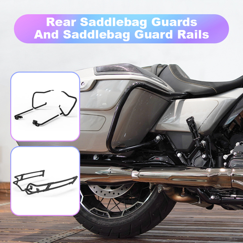 Rear Saddlebag Guards and Saddlebag Guard Rails